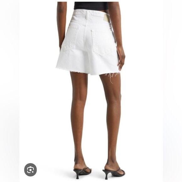 AG Adriano Goldschmeid Clove White High Rise Baggy Fit Cut Off Denim Short 32 - Picture 1 of 13